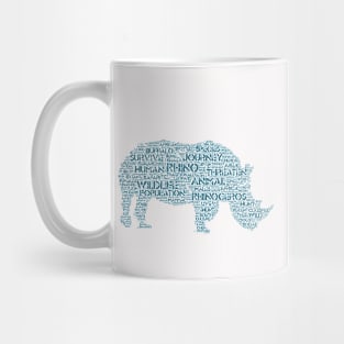 Rhinoceros Animal Wildlife Text Word Cloud Mug